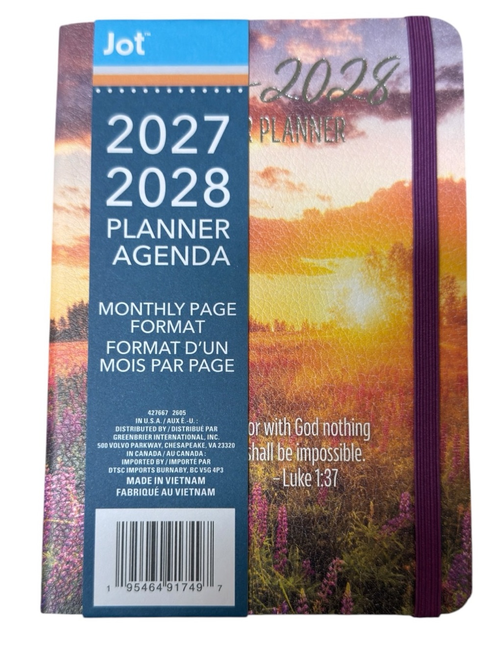 Inspirational Scripture 2027-2028 Luke 1:37 Monthly Reference Pocket Planner NWT